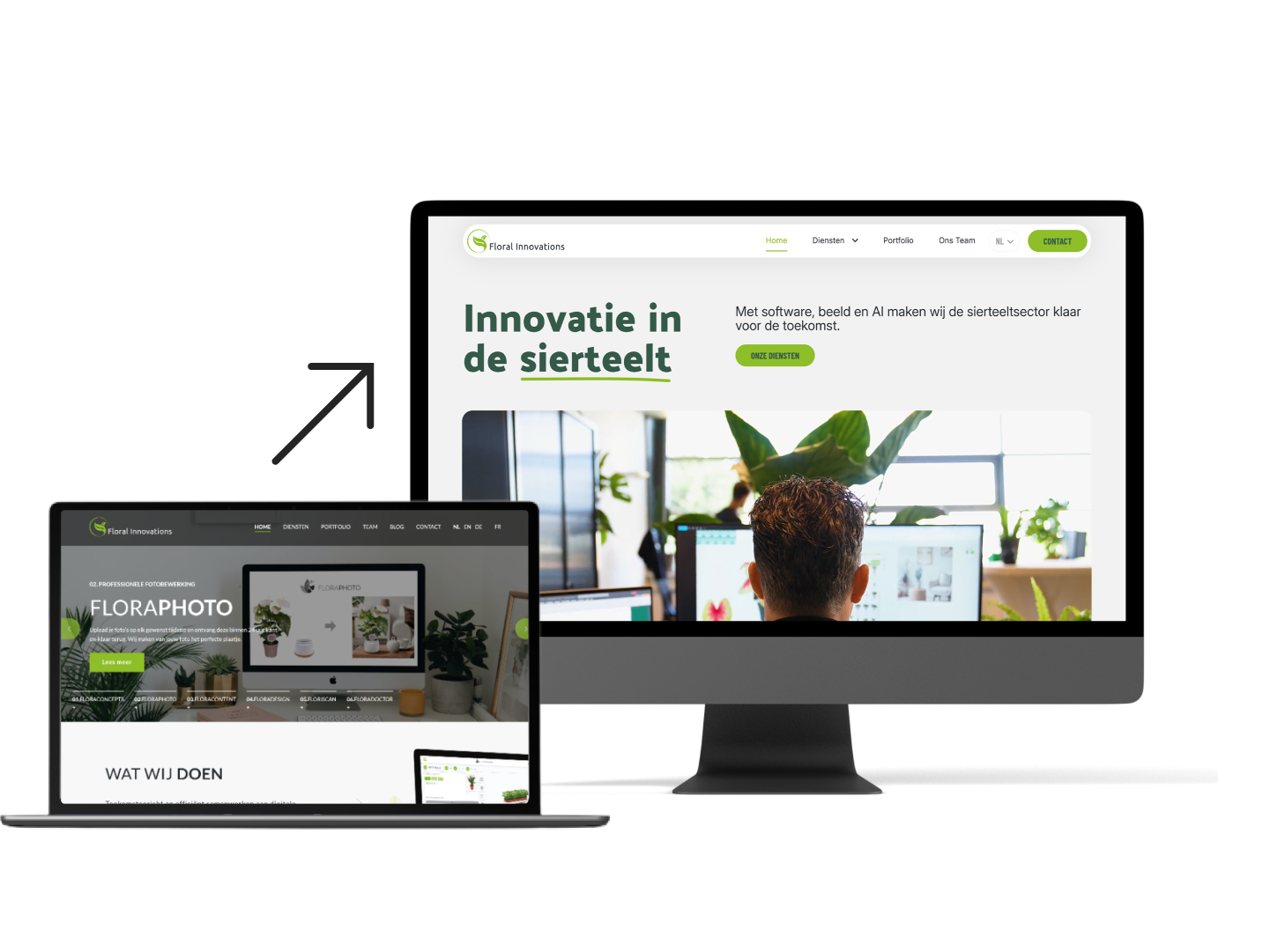 Floral Innovations website voor en na herontwerp